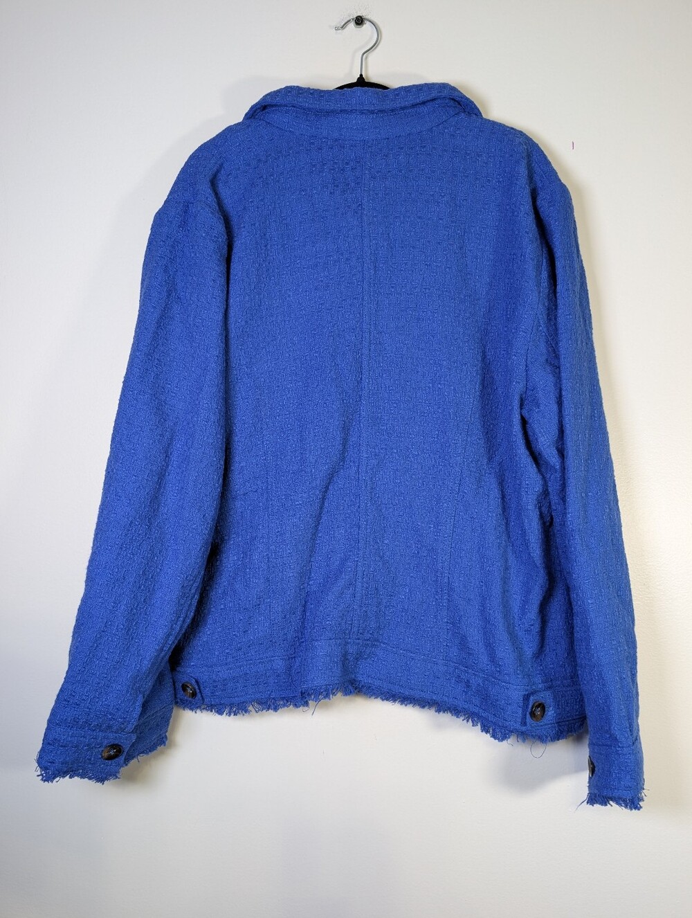 Chico's Cobalt Blue Boucle Textured Fringe Jacket NWT Size XL Modern Executive - Picture 7 of 8